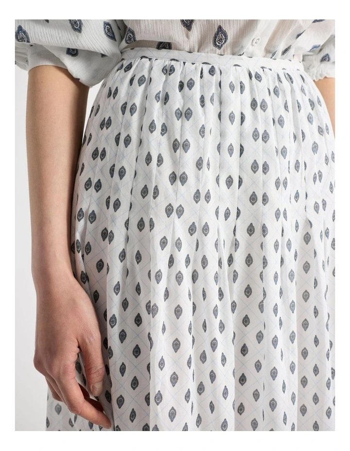 Aggie Cotton Skirt in Ivory Multi image 4