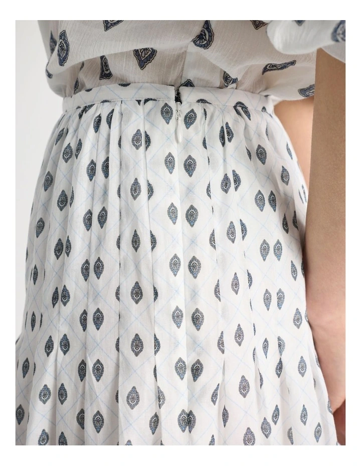 Aggie Cotton Skirt in Ivory Multi image 5