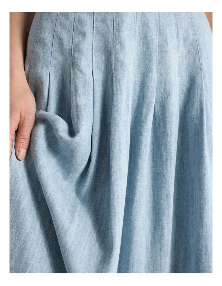 Monroe Linen Blend Skirt in Washed Blue image 4