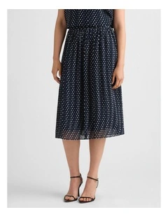Carver Clip Spot Skirt in Navy/Ivory