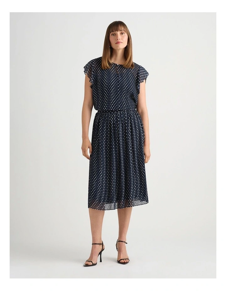 Carver Clip Spot Skirt in Navy/Ivory image 1