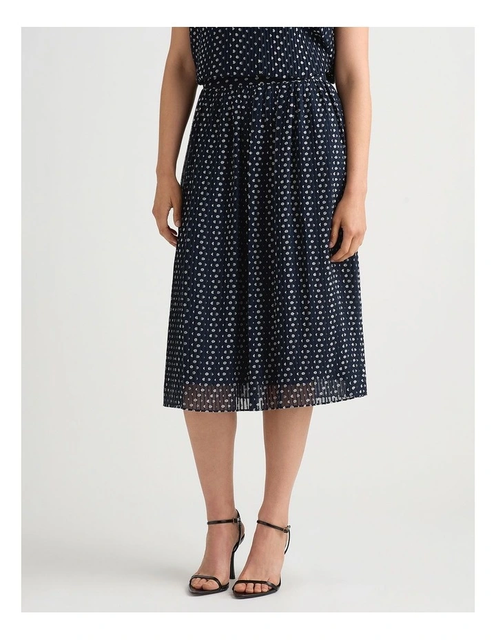 Carver Clip Spot Skirt in Navy/Ivory image 2
