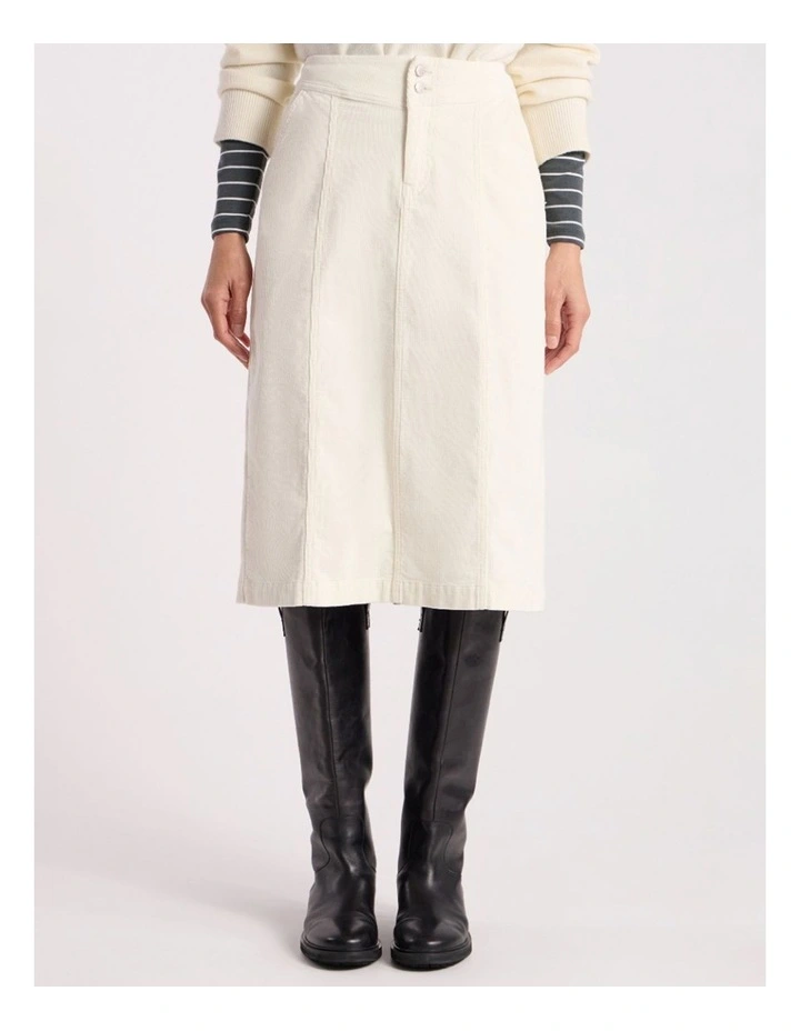 Iiona Corduroy Skirt in Ivory image 2