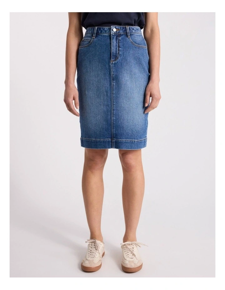 Marnie Denim Skirt in Mid Wash image 2