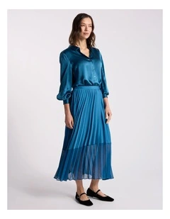Donni Pleated Skirt in Prussian Blue