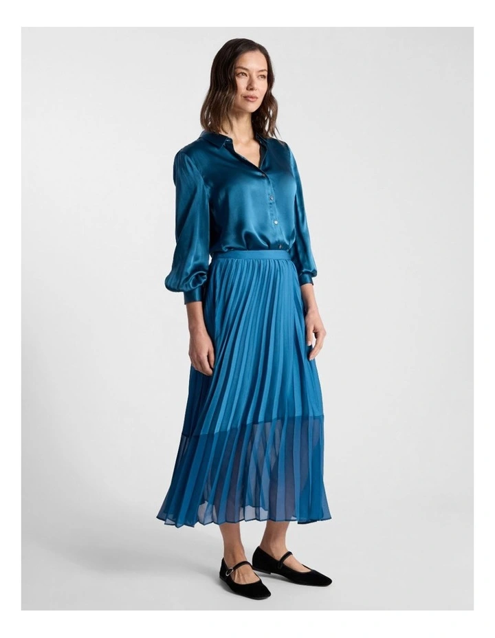 Donni Pleated Skirt in Prussian Blue image 2