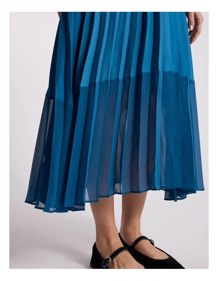 Donni Pleated Skirt in Prussian Blue image 3