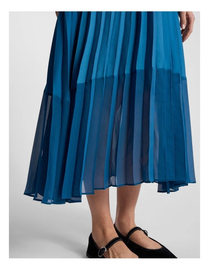 Donni Pleated Skirt in Prussian Blue image 4
