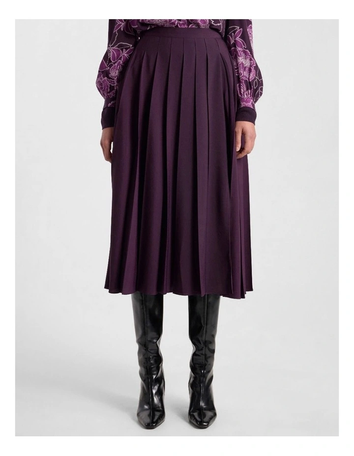 Effie Pleat Midi Skirt in Eggplant image 2