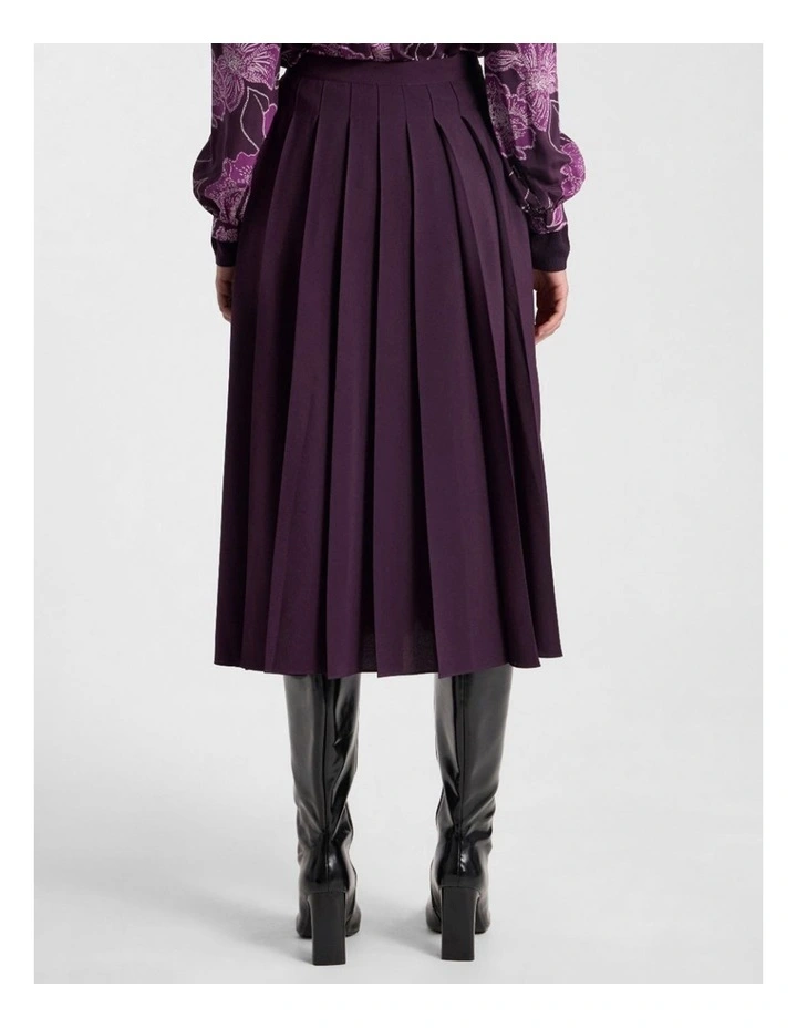 Effie Pleat Midi Skirt in Eggplant image 3