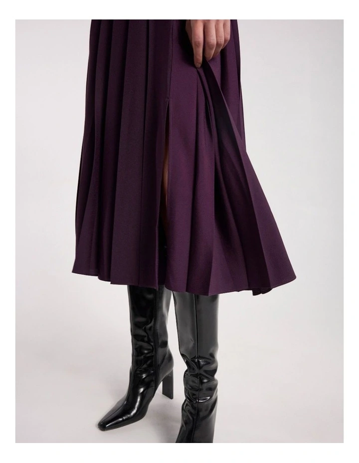 Effie Pleat Midi Skirt in Eggplant image 3