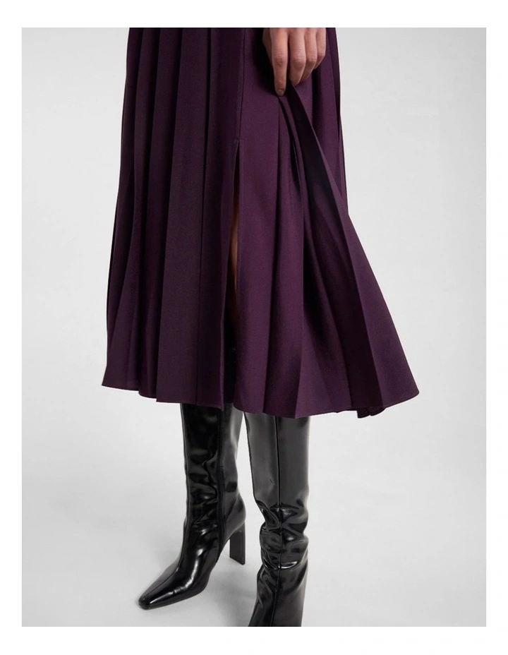 Effie Pleat Midi Skirt in Eggplant image 4
