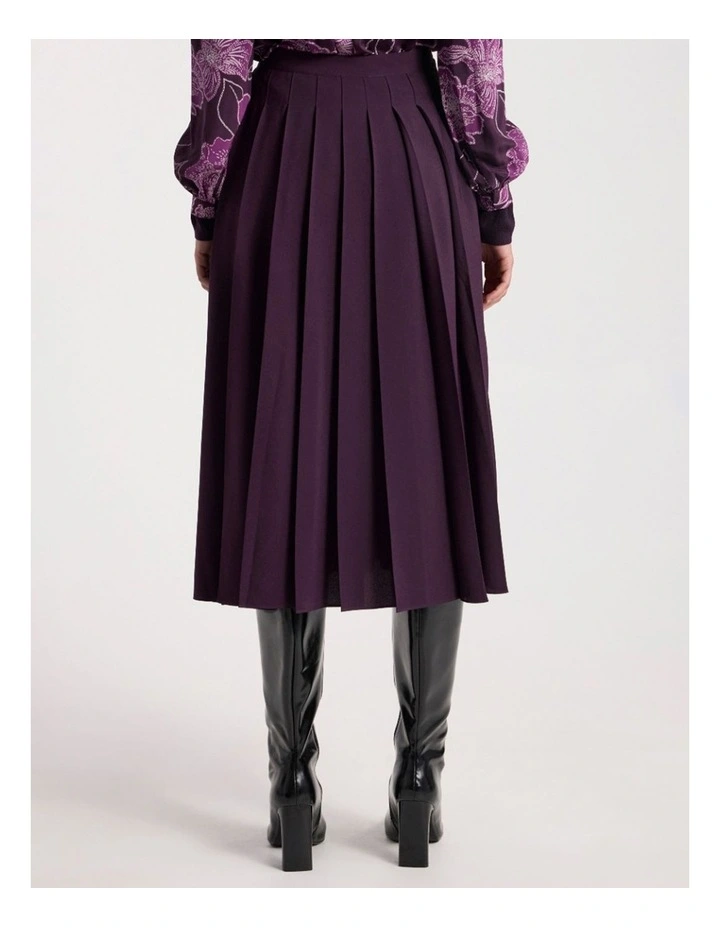 Effie Pleat Midi Skirt in Eggplant image 5