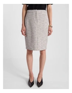 Ennaria Pencil Skirt in Ivory/Black