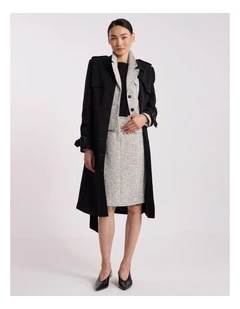 Ennaria Pencil Skirt in Ivory/Black