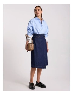 Camilla Denim Wrap Skirt in Indigo