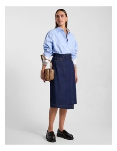 Camilla Denim Wrap Skirt in Indigo