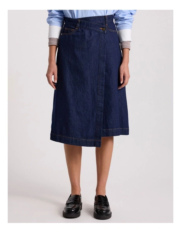 Camilla Denim Wrap Skirt in Indigo image 2