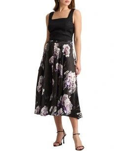 Bloom Silk Skirt in Charcoal Multi