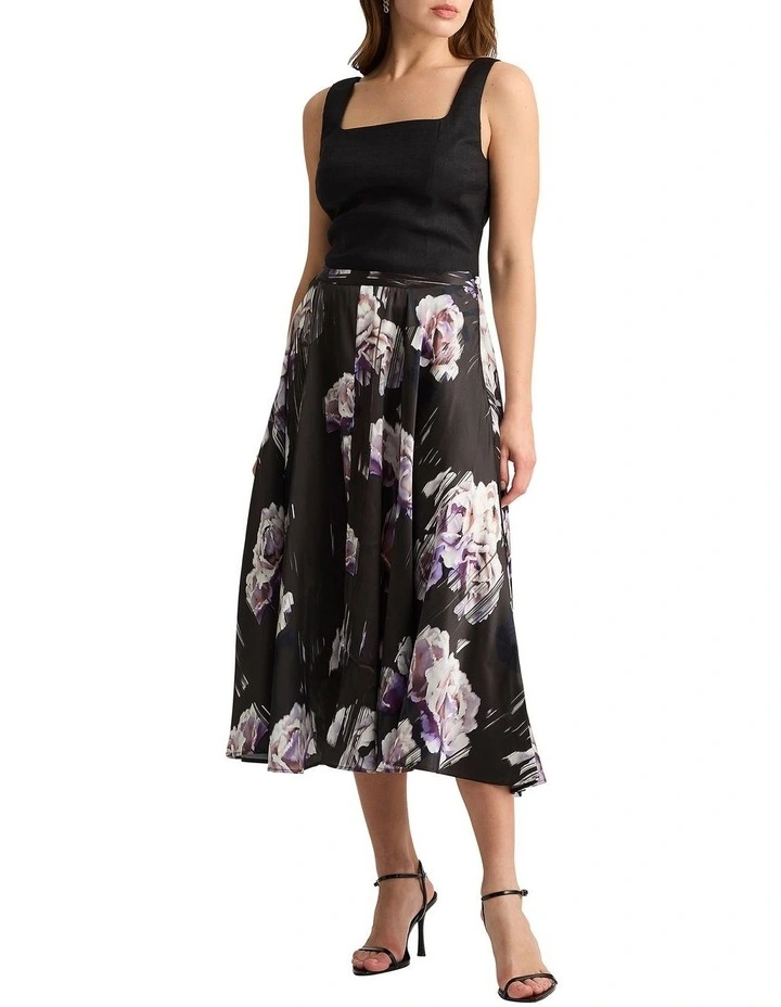 Bloom Silk Skirt in Charcoal Multi image 1