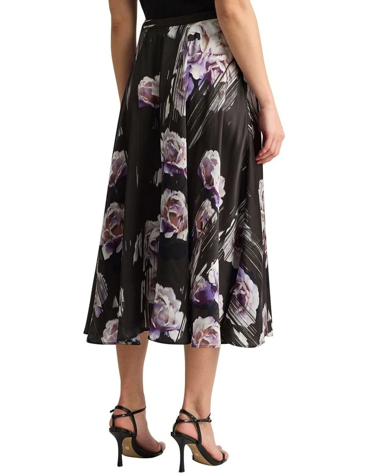 Bloom Silk Skirt in Charcoal Multi image 2