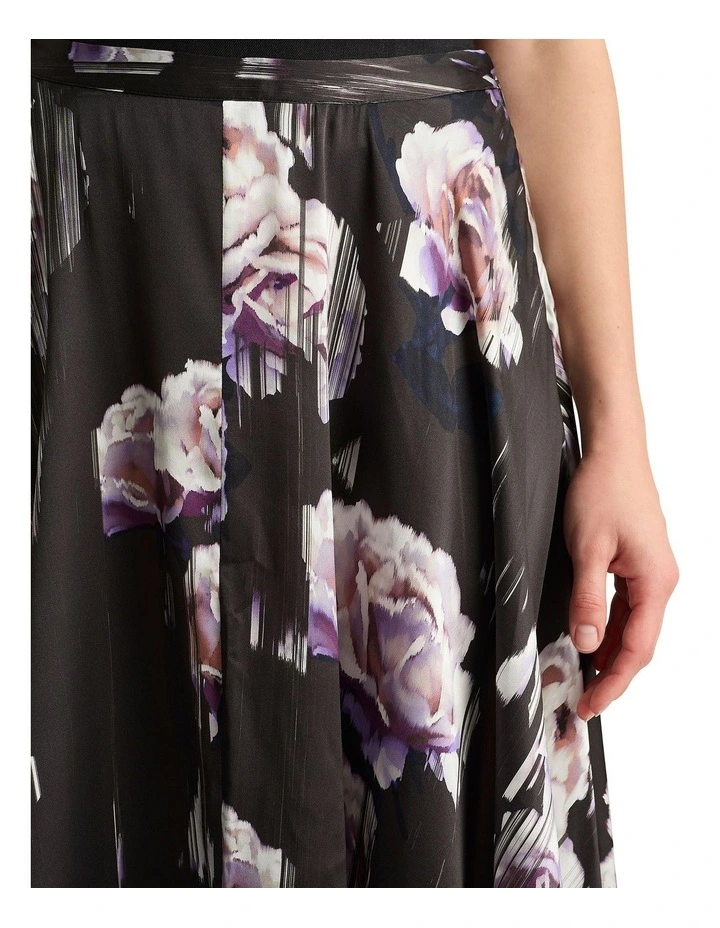 Bloom Silk Skirt in Charcoal Multi image 3