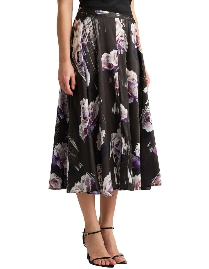 Bloom Silk Skirt in Charcoal Multi image 4