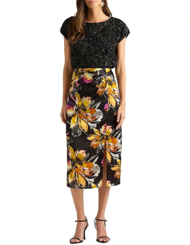 Aramenta Silk Skirt in Black Multi image 1