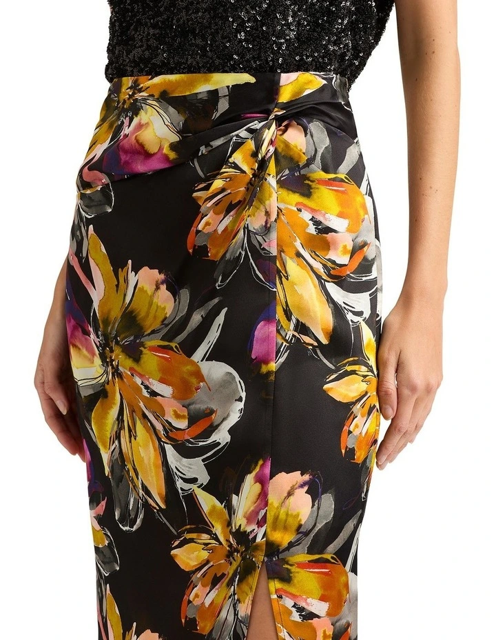 Aramenta Silk Skirt in Black Multi image 3