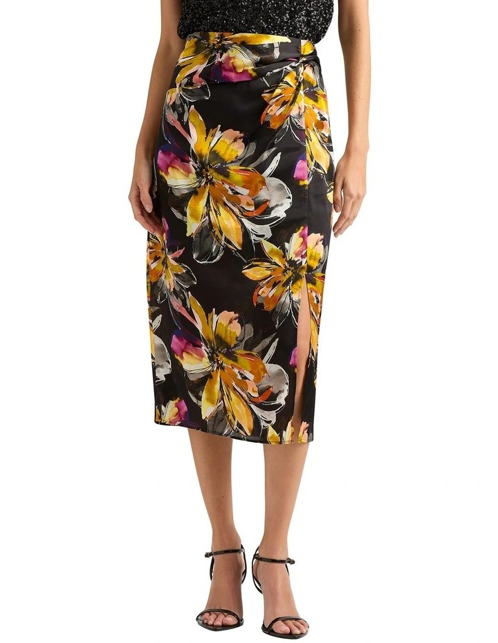 Aramenta Silk Skirt in Black Multi image 4