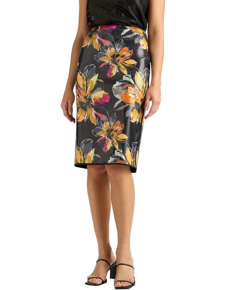 Aramenta Sequin Skirt in Black Multi image 3