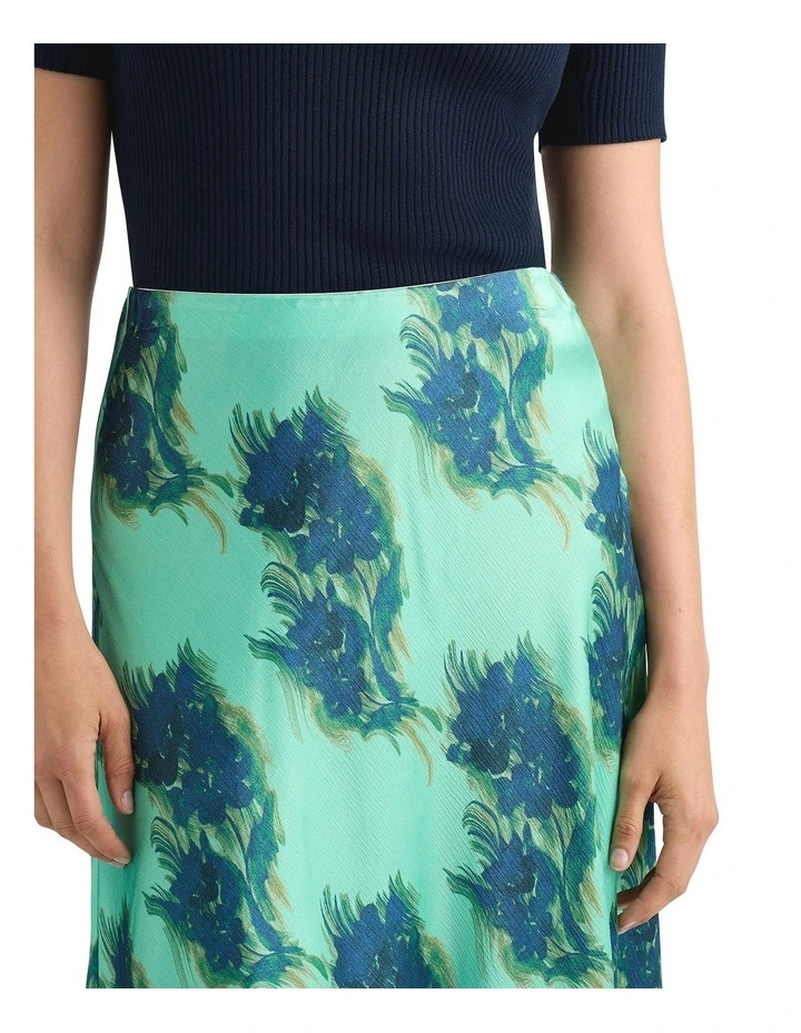 Cara Satin Midi Skirt in Seafoam Multi image 3