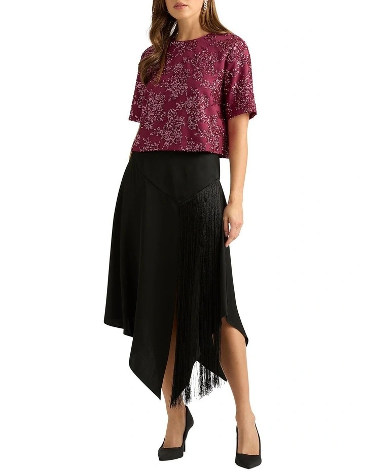 Hayes Fringe Skirt in Black image 1