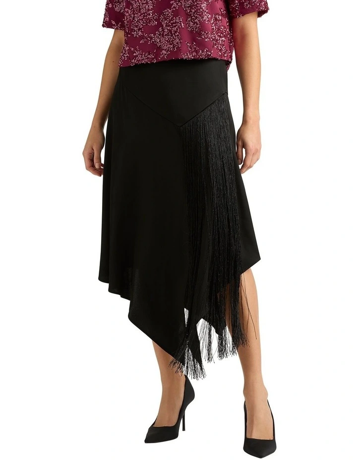 Hayes Fringe Skirt in Black image 4