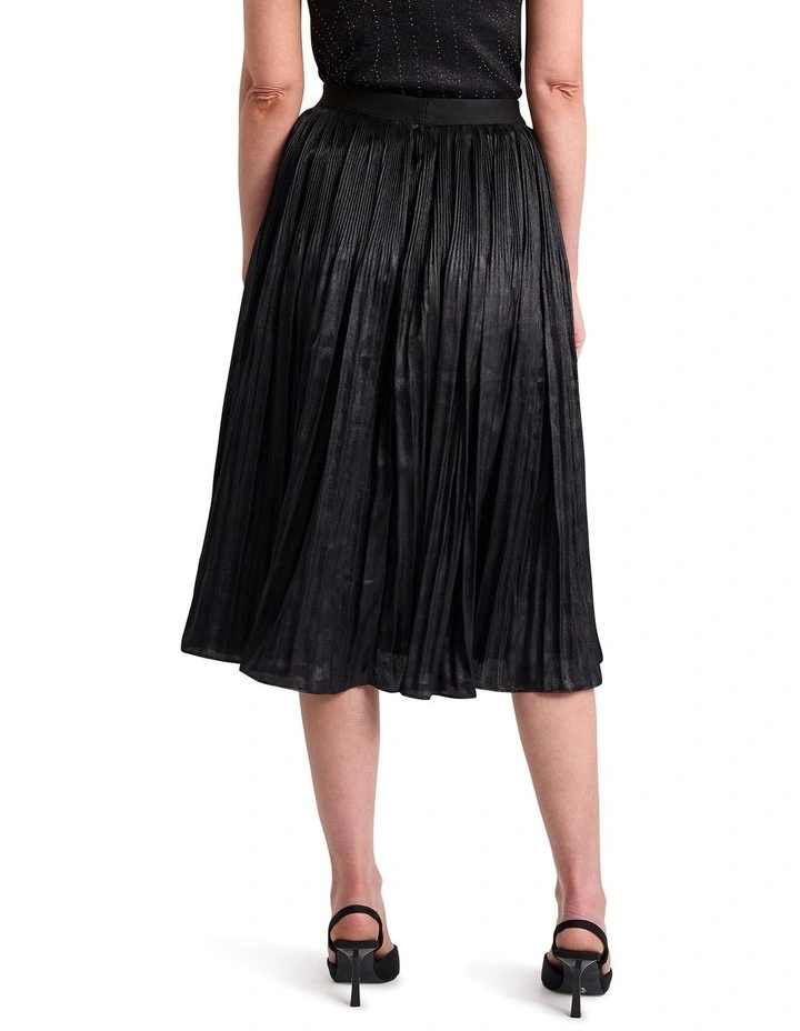 Rumi Metallic Pleat Skirt in Black image 3