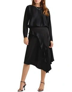 Hattie Satin Skirt in Black