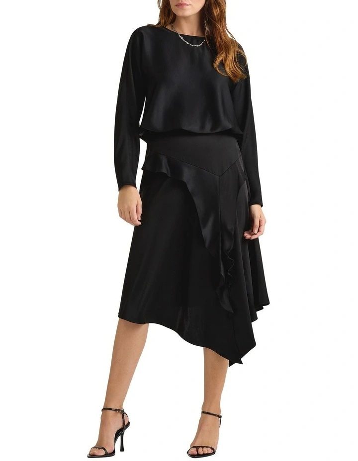 Hattie Satin Skirt in Black image 1
