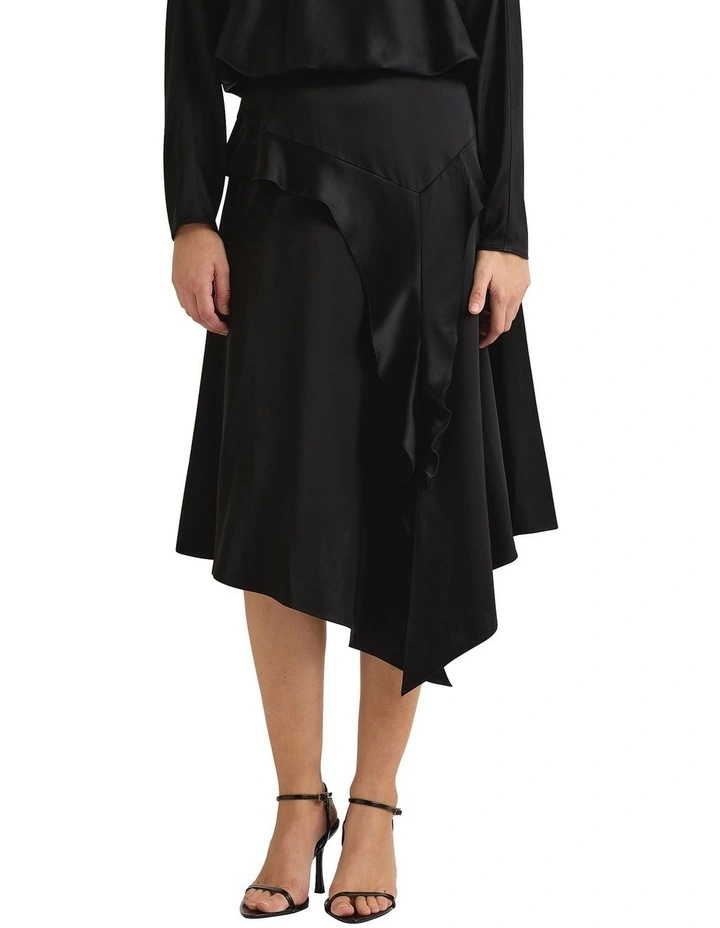 Hattie Satin Skirt in Black image 2