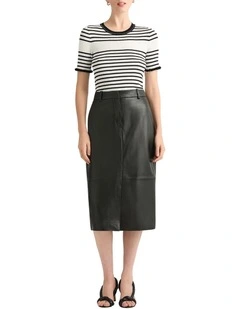Emmanuel Leather Skirt in Black