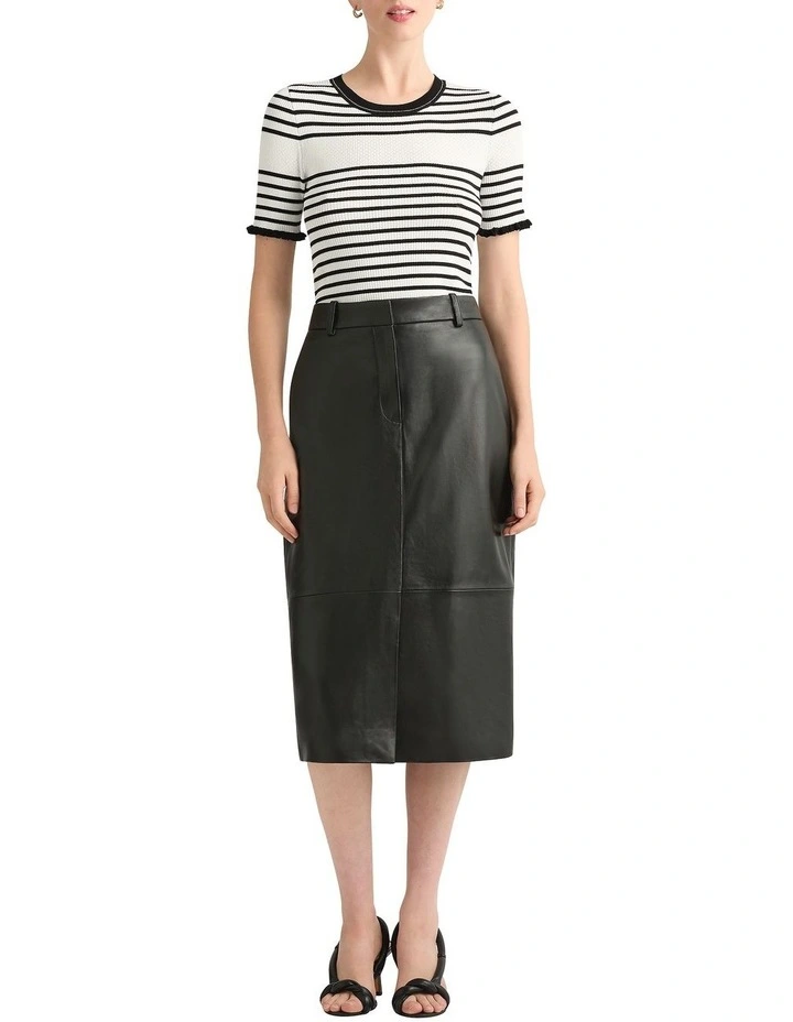 Emmanuel Leather Skirt in Black image 1