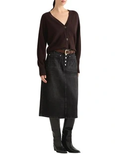 Spencer Denim Pencil Skirt in Black