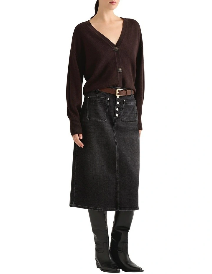 Spencer Denim Pencil Skirt in Black image 1