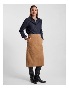 Tanzie Suede Pencil Skirt in Caramel
