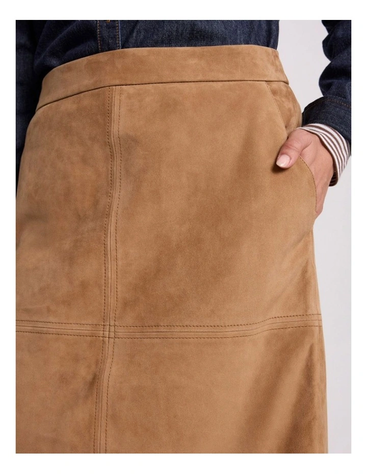 Tanzie Suede Pencil Skirt in Caramel image 3