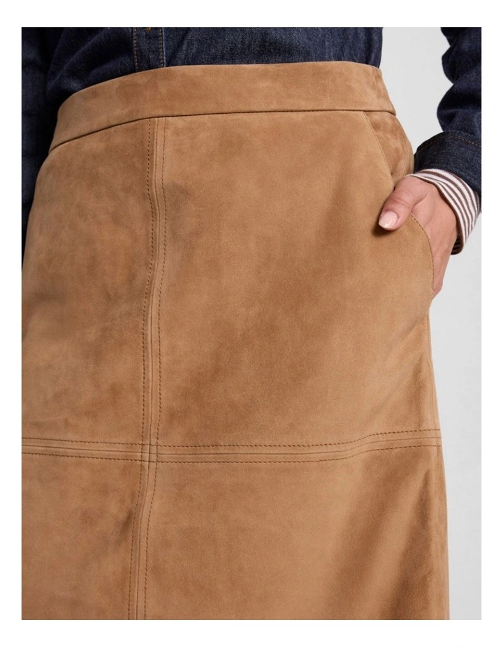 Tanzie Suede Pencil Skirt in Caramel image 4
