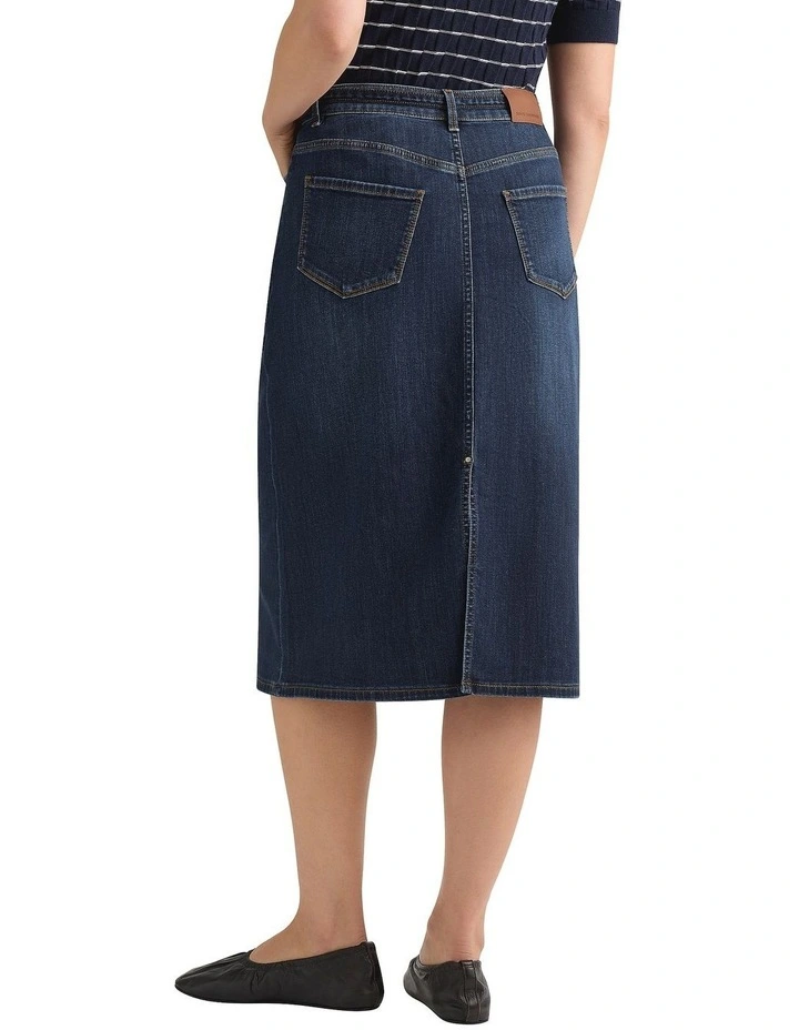 Immare Denim Pencil Skirt in Blue Denim Wash image 4