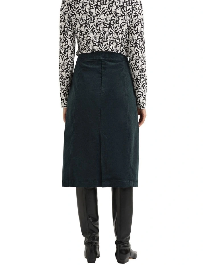 Iiona Corduroy Pencil Skirt in Forest image 2