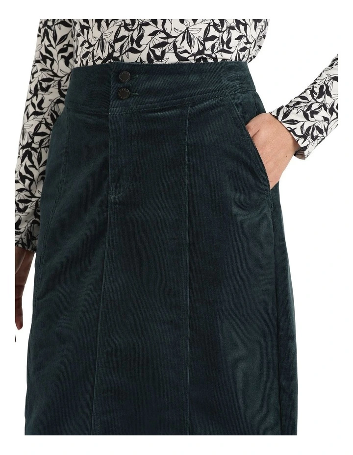 Iiona Corduroy Pencil Skirt in Forest image 4