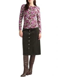 Cove Corduroy Skirt in Dark Army