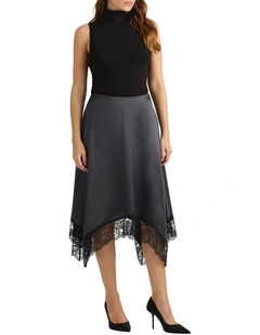 Lacey Handkerchief Skirt in Charcoal